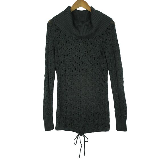 Ruff Hewn Sweater Cowl Neck Deep Pinewood Green Crochet Size M Y2K Romantic $79 - Picture 1 of 7